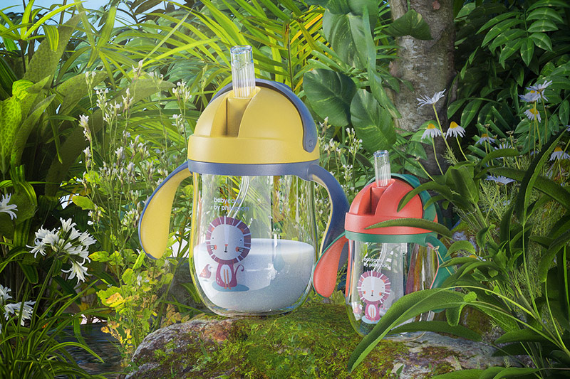 C4D工程-奶瓶草丛场景渲染工程奶瓶模型草丛场景模型C4D模型下载