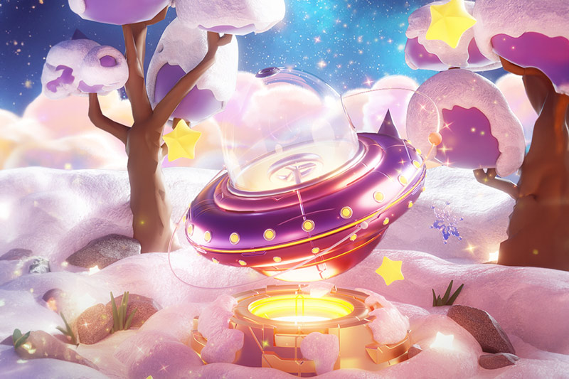 C4D工程-冬天电商展台雪地场景渲染工程电商展台模型C4D模型下载