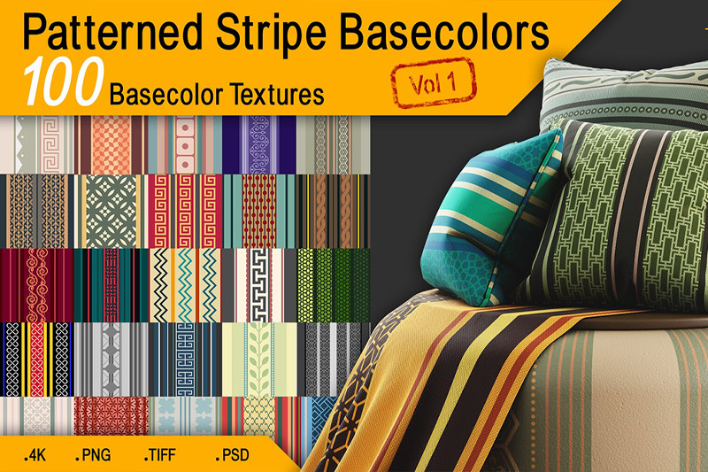 100种4K条纹花纹图案无缝纹理贴图材质下载