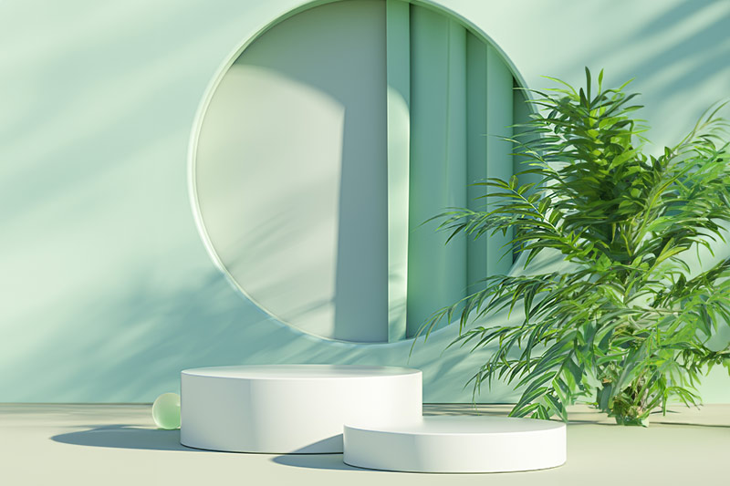 C4D工程-小清新电商展台场景渲染工程电商场景C4D模型下载