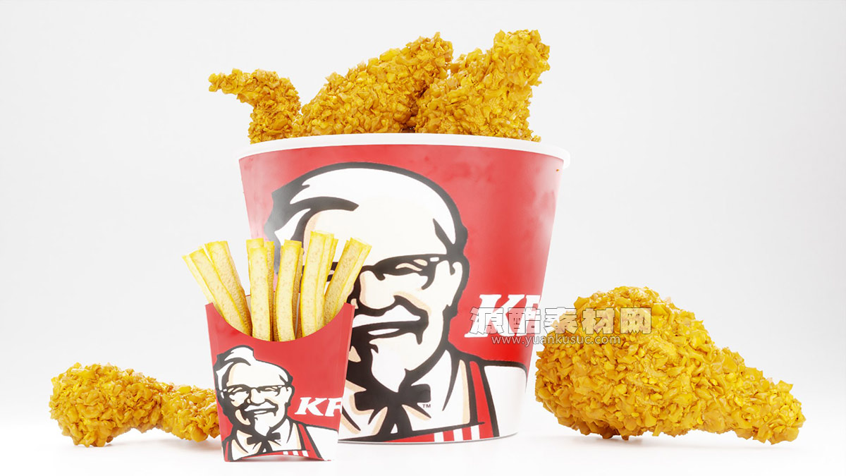 3D模型-肯德基鸡腿薯条KFC炸鸡模型炸鸡腿3D模型下载