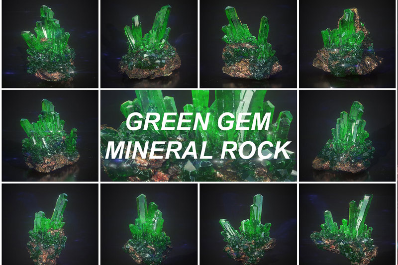 10个水晶绿宝石3D模型下载