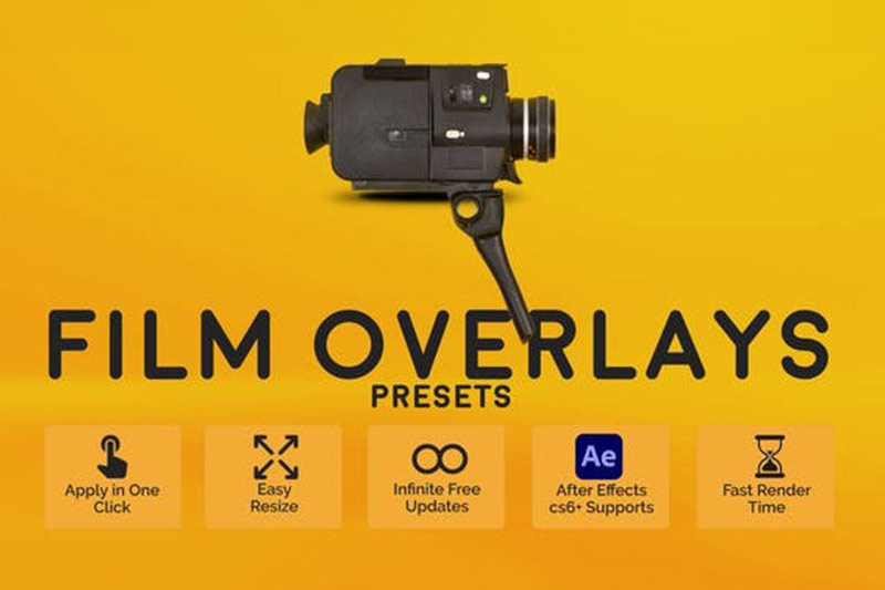AE脚本-13种复古老电影胶片效果预设 Film Overlays