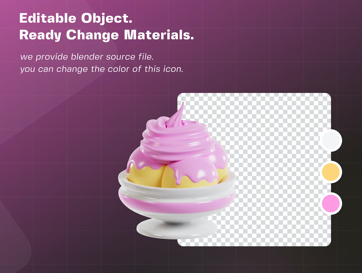 卡通冰淇淋3D插画模型素材V2 (PNG,Blend,OBJ,FBX)