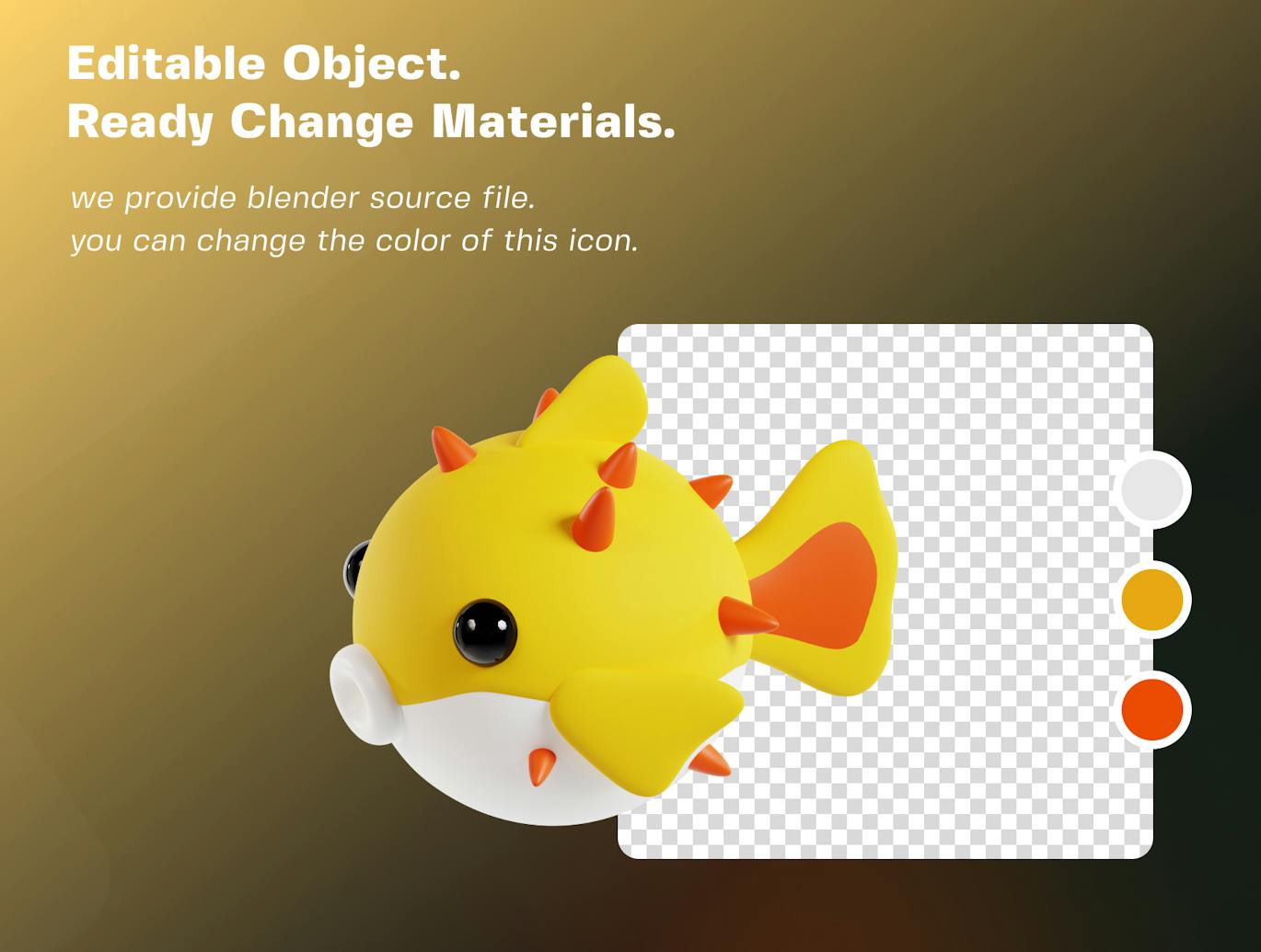 卡通海洋生物海马河豚鱼插图3D模型包 V2 (PNG,Blend)