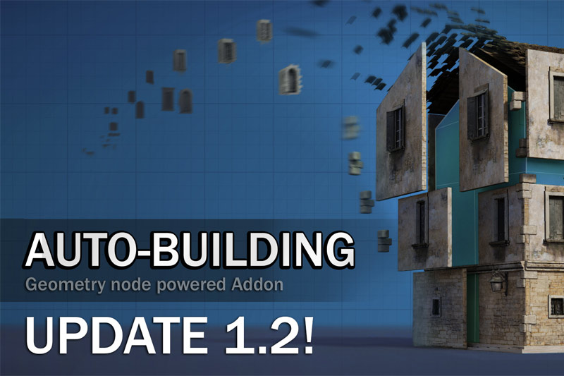 Blender插件-几何节点自动生成建筑楼房插件 Auto-Building v1.2.1 + 资产预设
