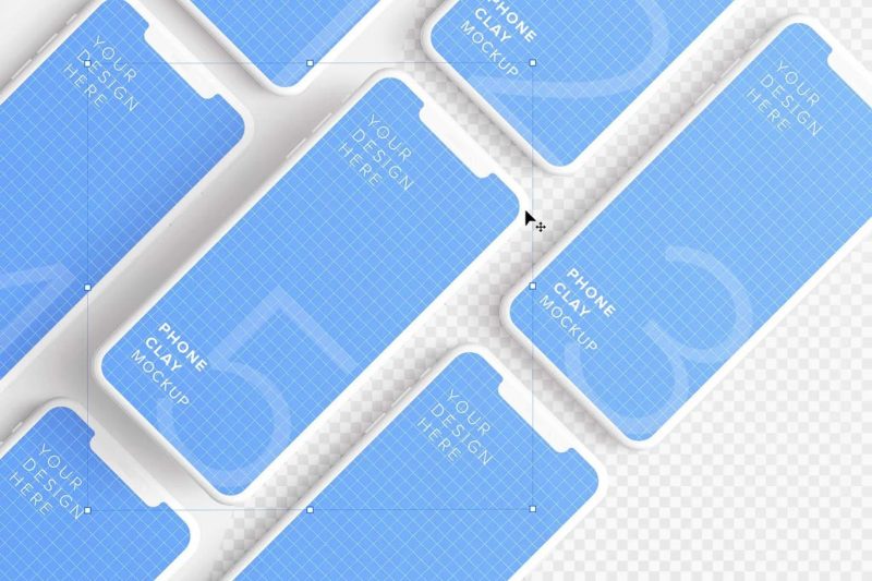 智能手机粘土样机对角布局素材 Smartphone clay prototype