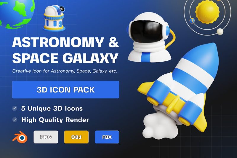 空间银河图标3D模型 space-galaxy-icon-3d-illustration