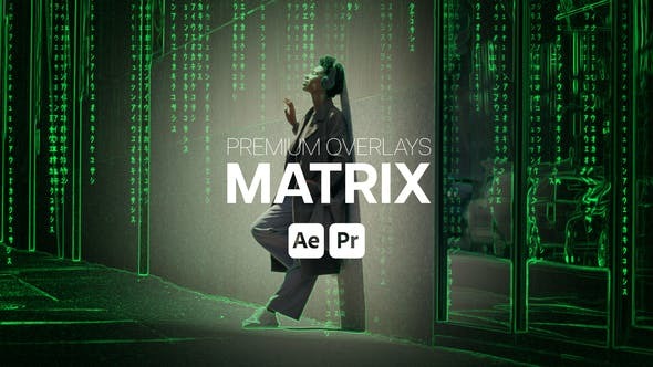 AE/PR模板-数字代码矩阵雨背景动画 Premium Overlays Matrix