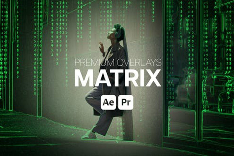 AE/PR模板-数字代码矩阵雨背景动画 Premium Overlays Matrix