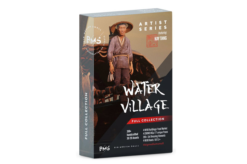 3D模型-中国风古代渔村人物角色村庄木屋建筑生活元素模型 BigMediumSmall – Water Village