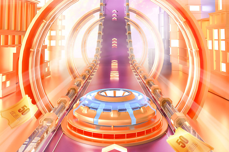 C4D工程-科技展台通道电商场景渲染工程电商卡通场景C4D模型