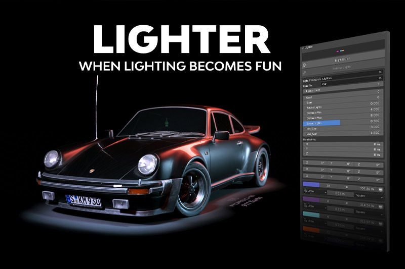 Blender插件-三维场景模型灯光插件 Lighter Addon v2.0.4