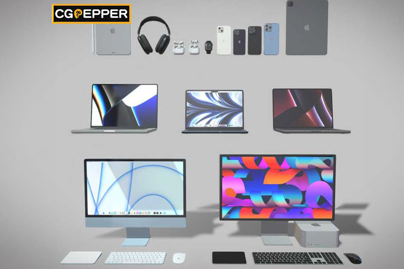 Apple苹果全家桶iPhone手机电脑iPad手表airpods耳机3D模型