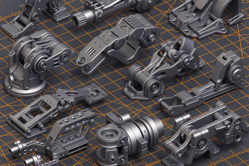 3D模型-400组科幻硬表面机械零件雕刻细节模型合集 Mega Pack Sci-Fi Hard Surface