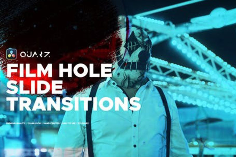 达芬奇模板-40种电影胶片打孔滑动效果过渡转场 Film Hole Roll Transitions for DaVinci Resolve