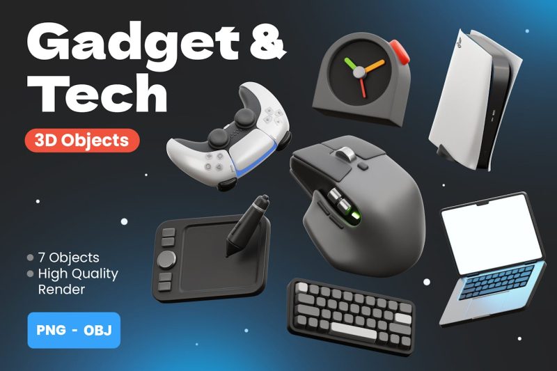 数码产品小工具和技术3D插图模型合集 gadget-and-tech-3d-illustrations