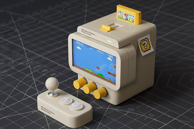 C4D工程-老式游戏机超级马里奥渲染工程老式游戏机C4D模型