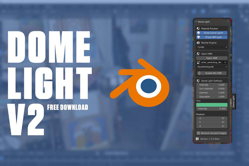 Blender插件-穹顶天空光照生成器 Dome Light v2.0.2