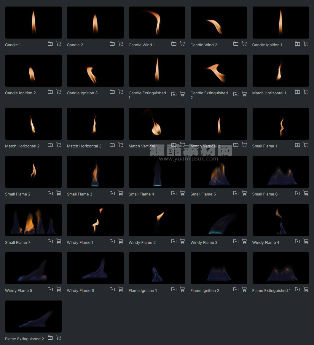 4K视频素材-31个真实火焰火苗燃烧动画素材（带透明通道）ActionVFX – Candles & Small Flames