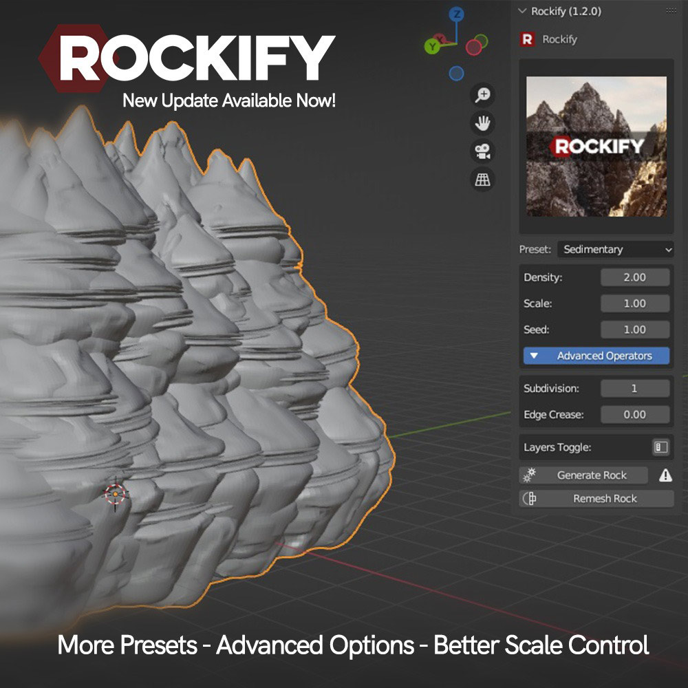 Blender插件-一键生成石头岩石模型工具 Rockify v1.3.0 + 使用教程