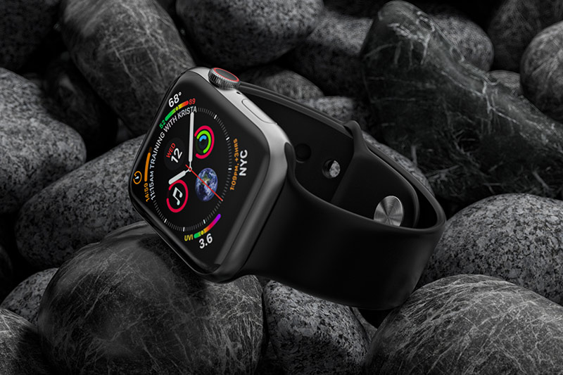 C4D工程-Apple Watch苹果手表场景渲染工程石头场景智能手表C4D模型