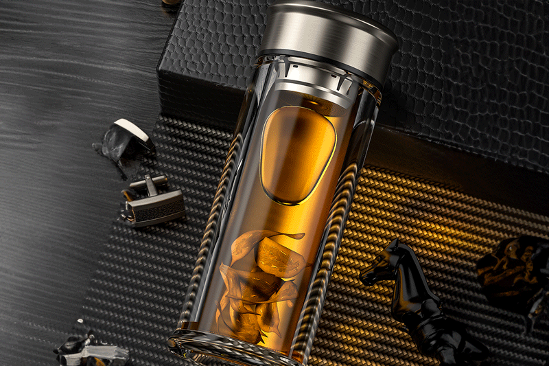 C4D工程-商务水杯茶杯场景渲染工程玻璃水杯模型C4D模型