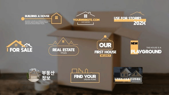 AE/PR模板-10组精美房地产建筑介绍文字标题动画（含原版音乐） Real Estate Titles