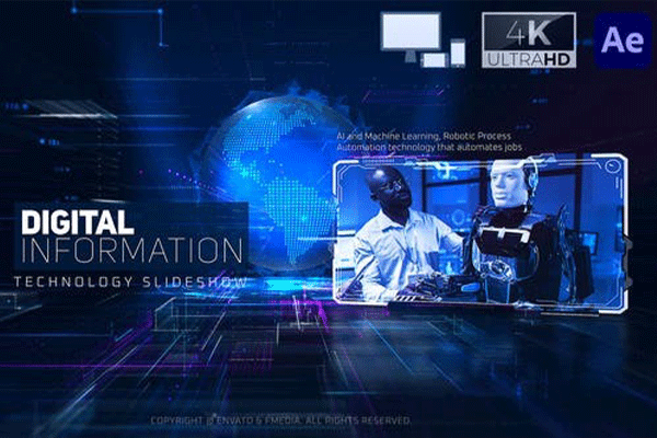AE模板-科技数字信息技术幻灯片动画 Digital Information Technology Slideshow