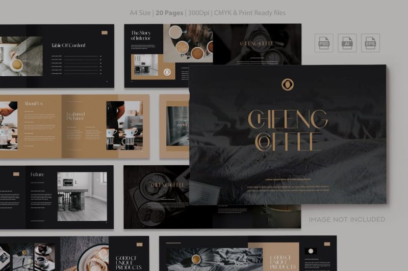 咖啡店画册设计模版素材 (AI,EPS,PSD) coffee-shop-catalogue