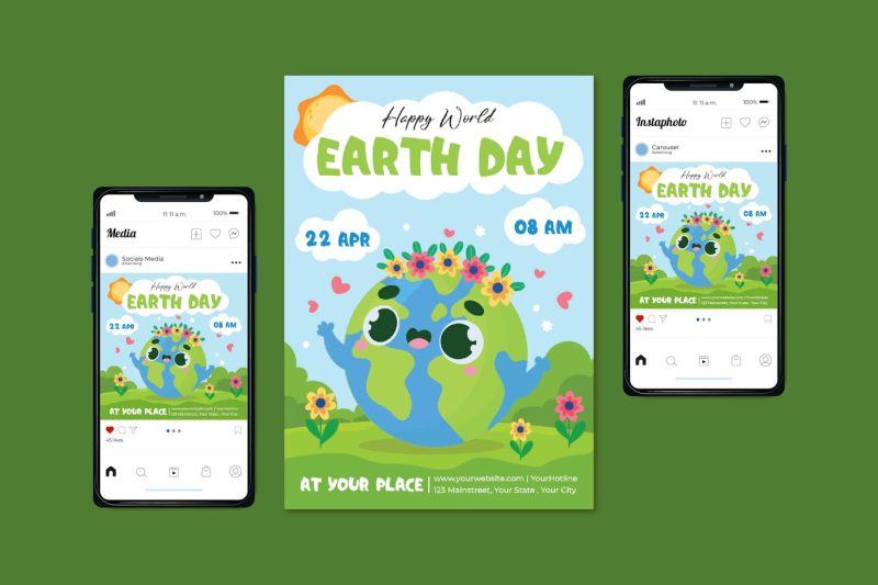 地球日传单海报模板素材 (AI,EPS) earth-day-flyer