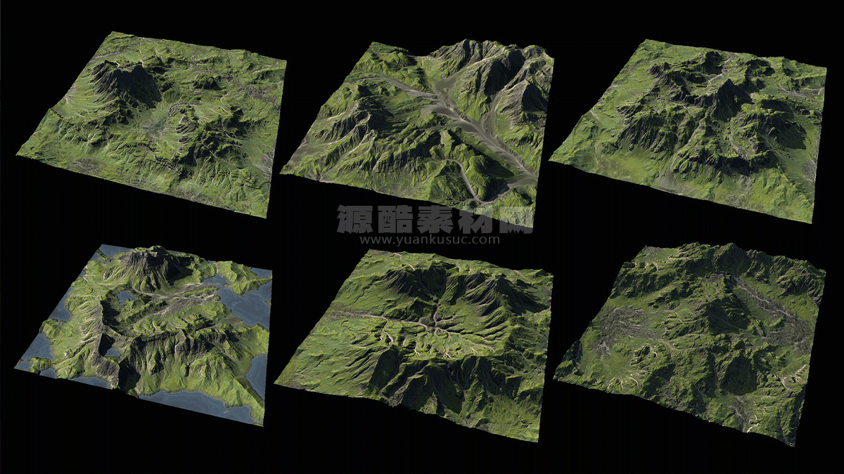 6组山脉地形冰岛雪山山地3D模型 6 LANDSCAPE KITBASH PACK  Icelandic mountains Vol.3