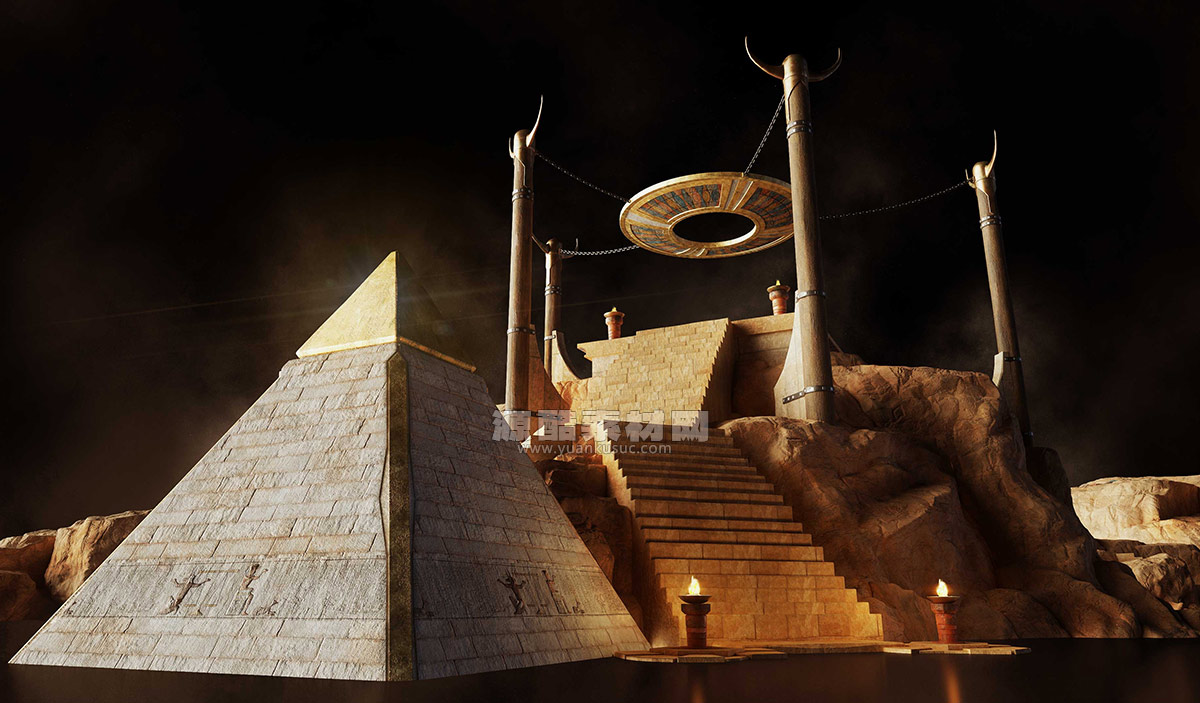 古埃及建筑帝国金字塔等建筑3D模型 kitbash3d age of egypt