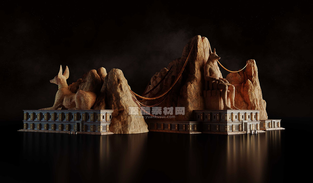 古埃及建筑帝国金字塔等建筑3D模型 kitbash3d age of egypt