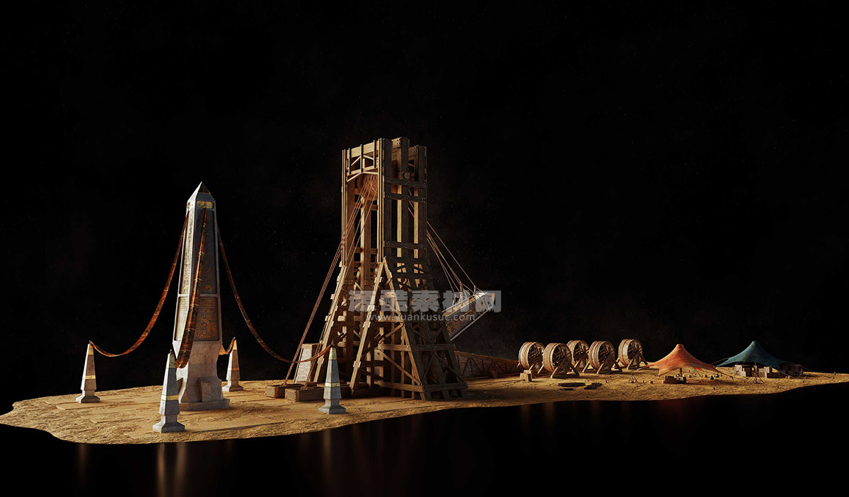古埃及建筑帝国金字塔等建筑3D模型 kitbash3d age of egypt