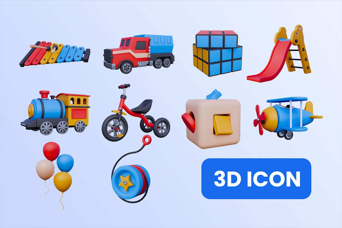 儿童玩具3D图标模型素材合集 (PNG,PSD,OBJ,FBX)