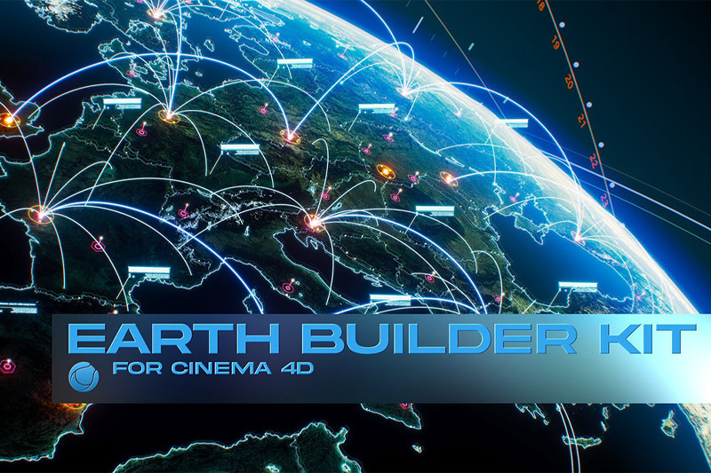 C4D预设-地球建造者套件地球链接地球连接套件 Earth Builder Kit