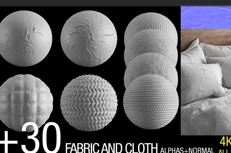 31个织物布料褶皱贴图材质 被子贴图 Alpha+Normal