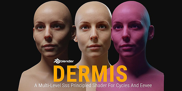Blender预设-真实皮肤着色器 Dermis Shader v1.1 – A Multi-Level Sss Principled Shader For Cycles
