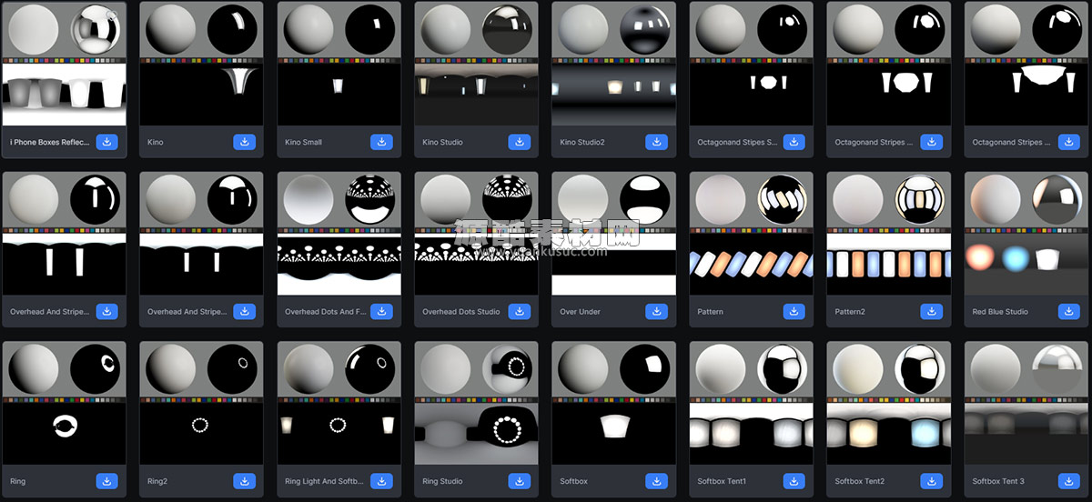 71种GSG灰猩猩高分辨率产品影棚HDRI灯光HDR贴图 Studio Basics