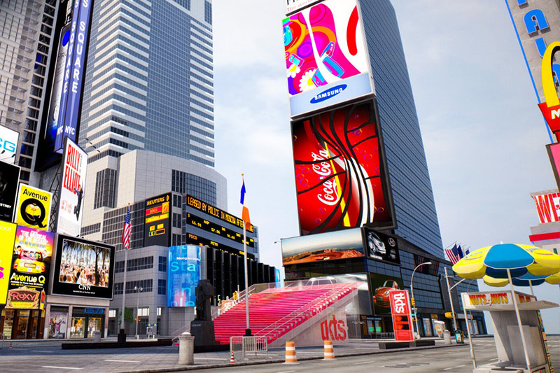 纽约时代广场V2通用建筑3D模型城市街道商场写字楼高楼大厦模型