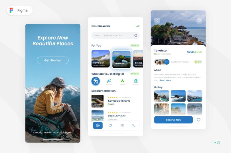旅行社移动应用 App UI Kit (FIG) travel-agency-mobile-app-ui
