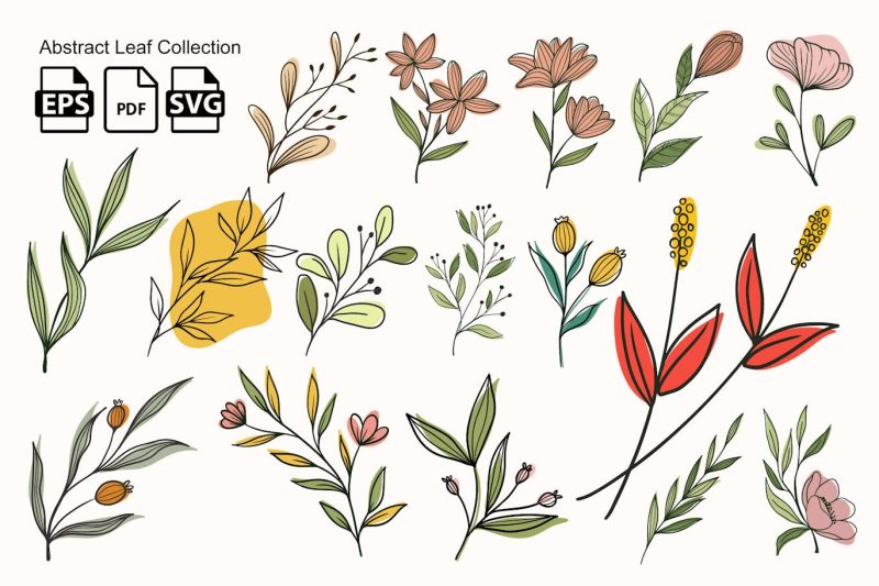抽象叶子集合设计素材 (EPS,PDF,SVG) abstract-leaf-collection
