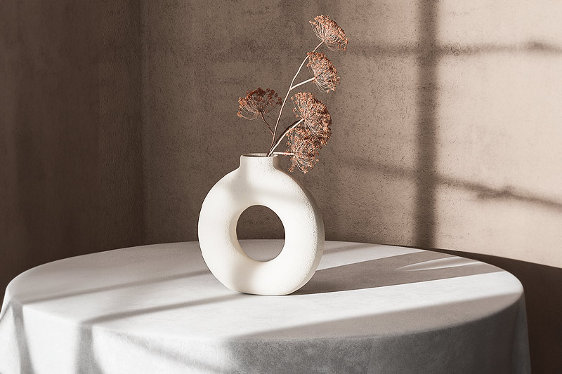 C4D工程-侘寂风花瓶场景渲染工程花瓶模型