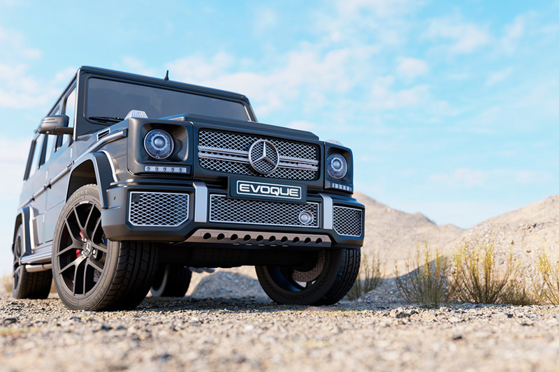 C4D工程-奔驰大G越野SUV汽车场景渲染工程越野汽车模型C4D模型