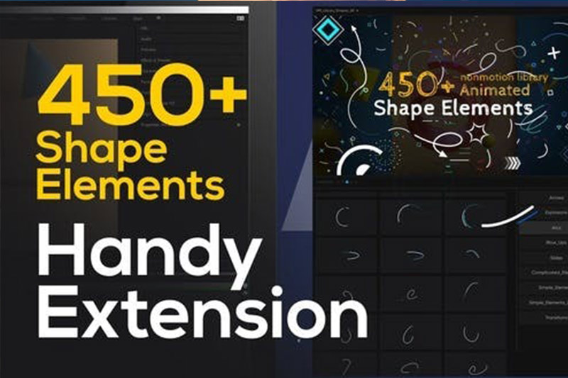 AE脚本-450组箭头线条爆炸图形MG动画元素 Shape Elements Pack