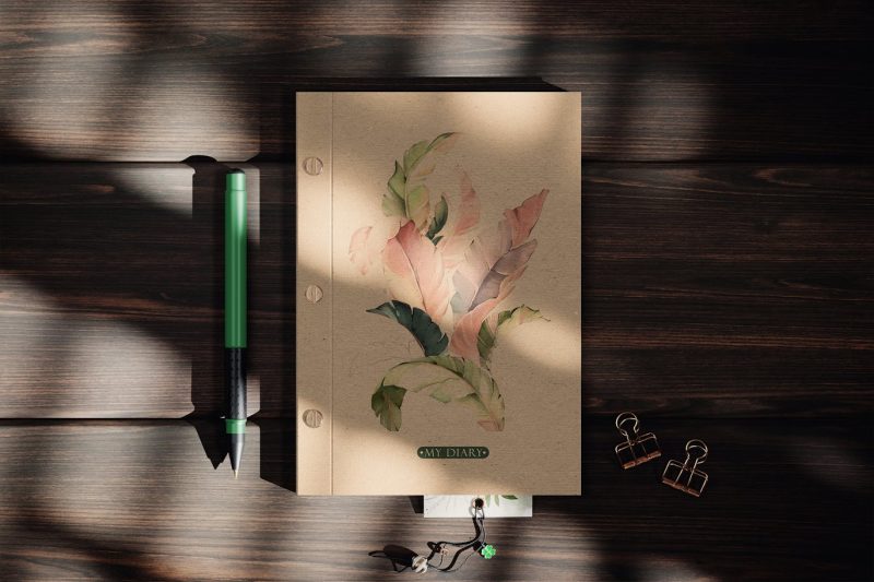 牛皮纸螺丝装订笔记本样机素材 (PSD) kraft-screw-binding-notebook-mockup