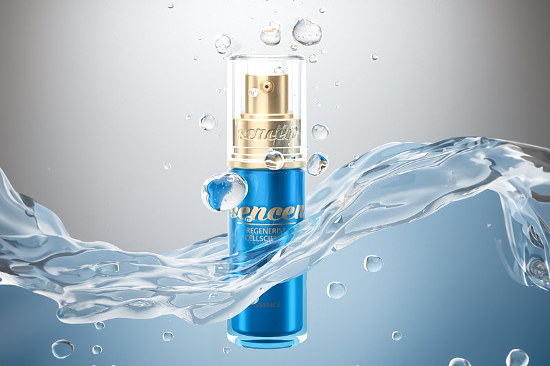 C4D工程-化妆护肤品喷雾瓶子水面场景渲染工程喷雾瓶子C4D模型