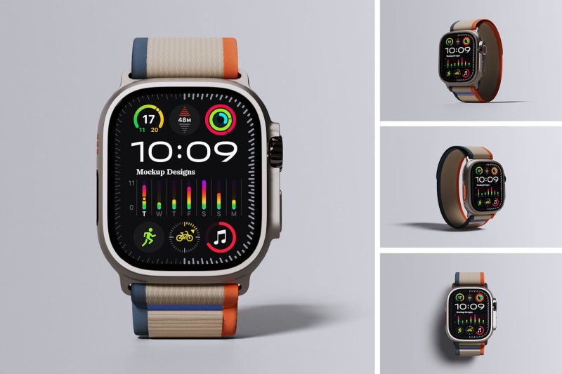 Apple Watch Ultra 苹果智能手表样机素材 (PSD,PDF) apple-watch-ultra-mockup
