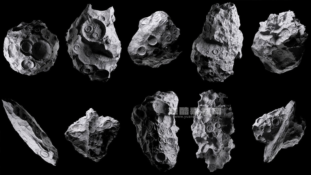 10个太空小行星模型陨石3D模型下载 Asteroids BUNDLE 3D model